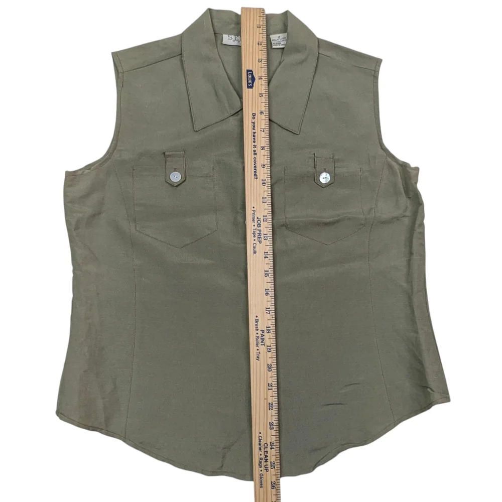 Women's Olive Sleeveless Jumpsuit - Picture 13 of 16